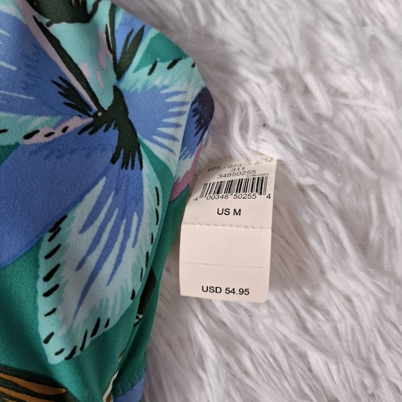 Aerie Women Blue/Green Tropical Knotted Front One Piece Swimsuit Size M - Picture 7 of 8